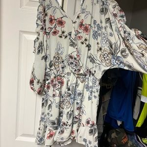 Floral romper with cold shoulder